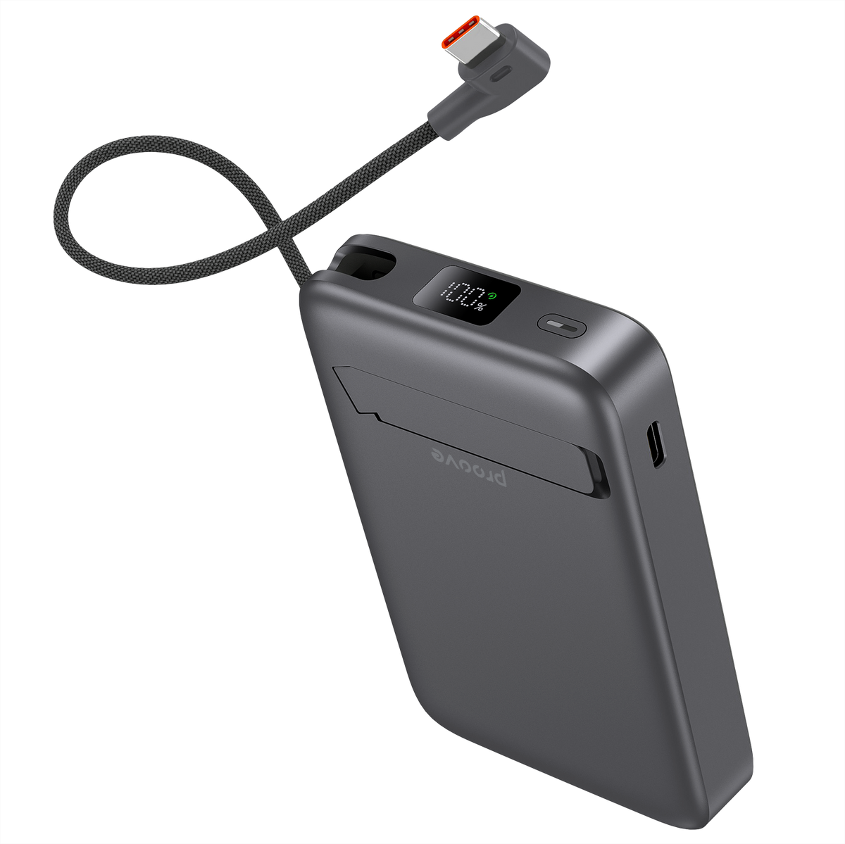 Powerbank Proove OverPower, 10000mAh, 35W, Qi2, me kabllo të integruar, gri